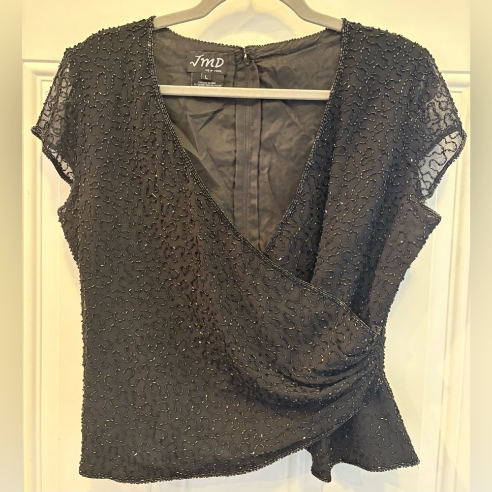Black Beaded Women's Top